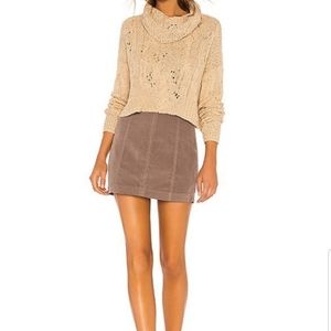 FREE PEOPLE TAN CORDUROY MODERN FEMME MINI SKIRT
